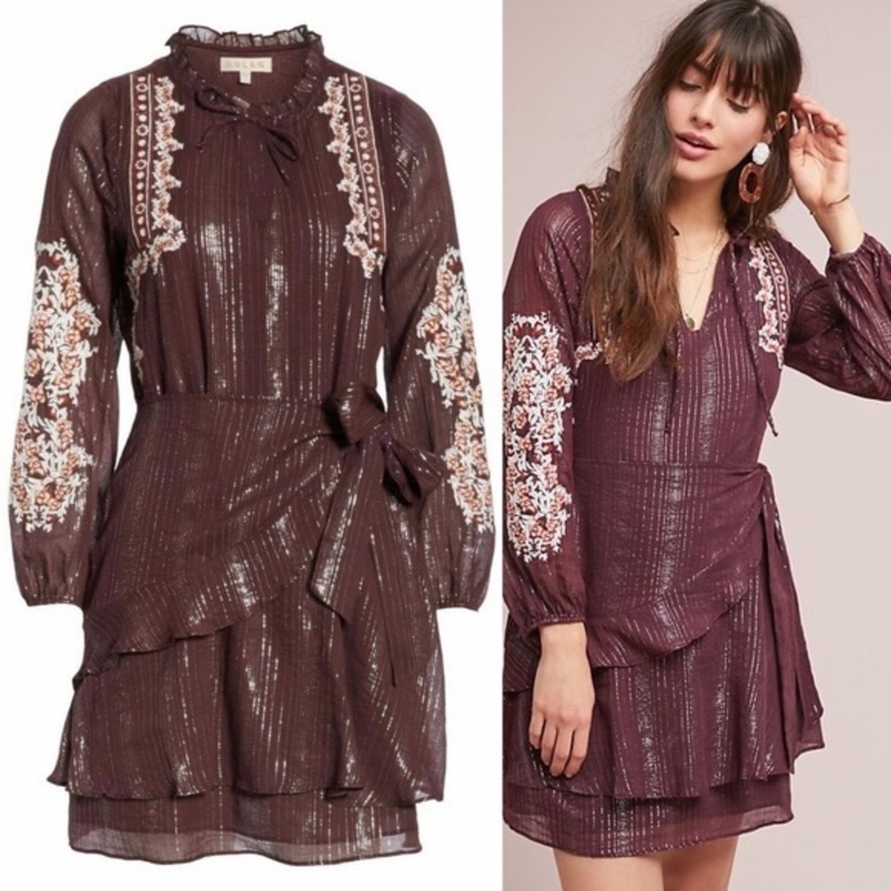 ANTHROPOLOGIE DOLAN Amber embroidered wrap dress
